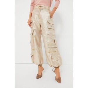 Cynthia Rowley Cargo Pants Womens Champagne Metallic Size S
